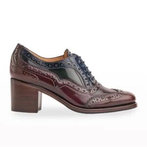 Elegant Burgundy Brogue Heels